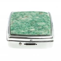 Таблетница на 2 отсека камень лиственит цвет серебро