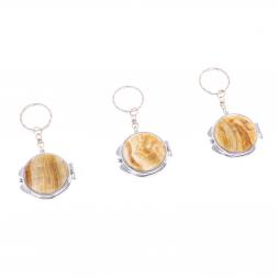 Складное зеркало брелок из оникса круглое