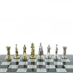 Шахматы &amp;quot;Средневековые рыцари&amp;quot; доска серый мрамор 44х44 см