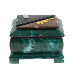 Шкатулка прямоугольная камень змеевик / лемезит 12х8,5х8,5 см