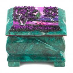 Шкатулка с расписной крышкой Рассвет 10х8х7 см