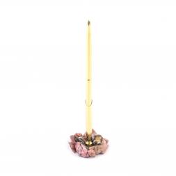 Ручка металлическая на подставке из родонита