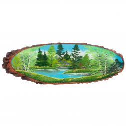 Панно на срезе дерева &amp;quot;Лето&amp;quot; горизонтальное 105-110 см каменная крошка