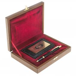 Подарочный набор "Гербовый" визитница и ручка Parker