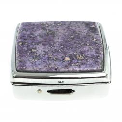 Таблетница на 2 отсека фиолетовый флюорит цвет серебро
