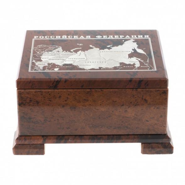 Шкатулка из обсидиана &amp;quot;Карта РФ&amp;quot; 15х13х8 см 125216
