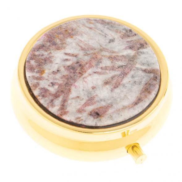 Таблетница на 3 отсека камень турмалин цвет золото 125528