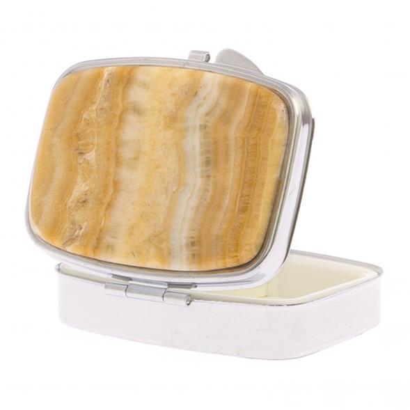 Таблетница на 2 отделения камень оникс цвет серебро 125680