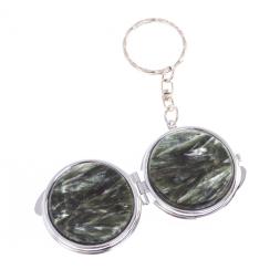 Складное зеркало брелок серафинита круглое