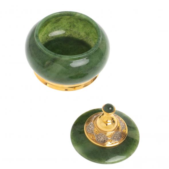 Икорница с крышкой &amp;quot;Нефритовая&amp;quot; Златоуст 9,5х9,5х10,5 см 126810