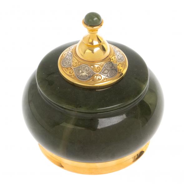 Икорница с крышкой &amp;quot;Нефритовая&amp;quot; Златоуст 9,5х9,5х10,5 см 126810