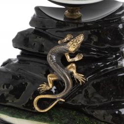 Композиция "Ящерица на скале" с шаром из лабродарита 10,5 см