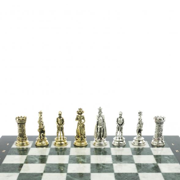 Шахматы &amp;quot;Средневековые рыцари&amp;quot; доска мрамор / змеевик 44х44 см 128462