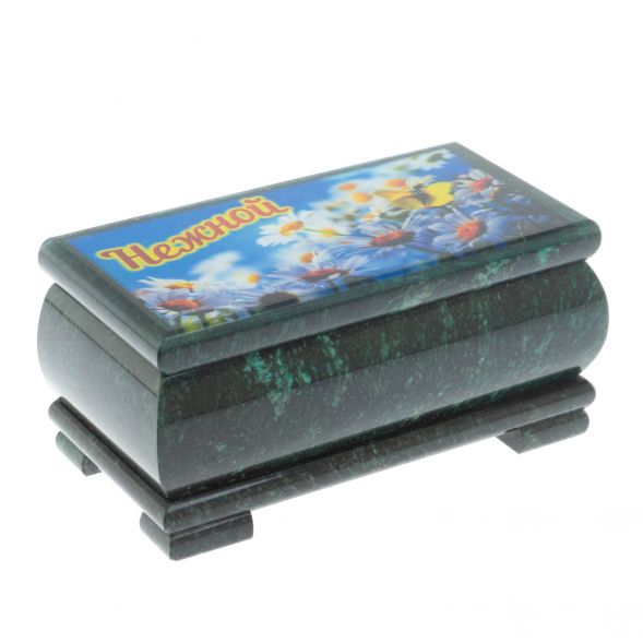 Шкатулка &amp;quot;Ромашки для нежной&amp;quot; из змеевика 16х8х7,5 см 129125