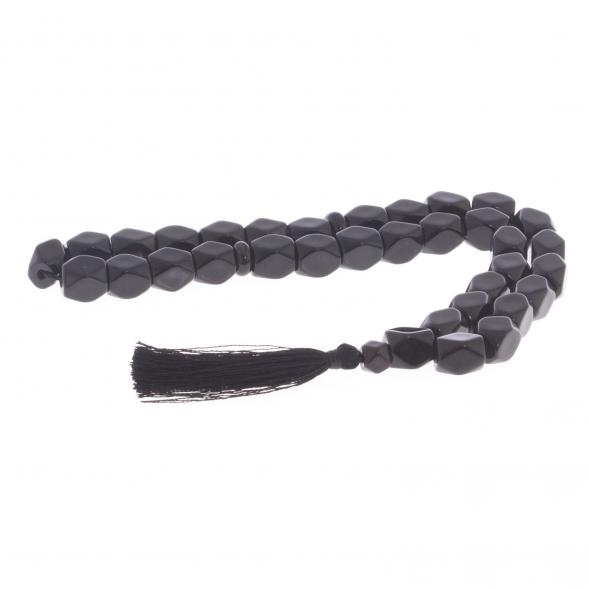 Четки из черного обсидиана 33 бусины грань 122086