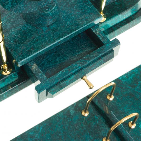 Настольный набор с символикой России из змеевика 113473