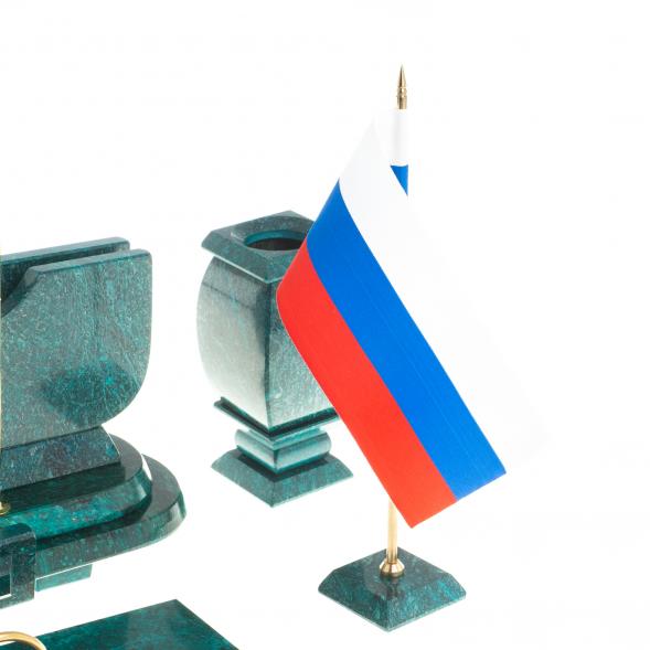 Настольный набор с символикой России из змеевика 113473