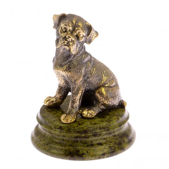 Статуэтка собака &amp;quot;Боксер щенок&amp;quot; из бронзы на подставке 124940