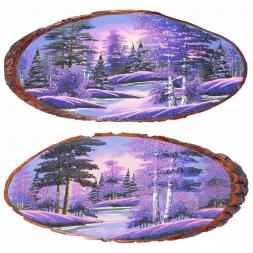 Панно на срезе дерева &amp;quot;Рассвет&amp;quot; горизонтальное 95-100 см каменная крошка