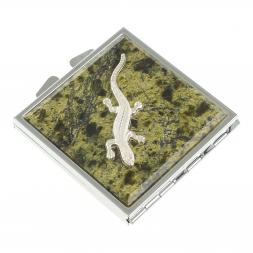 Зеркало квадратное из змеевика с ящерицей цвет серебро