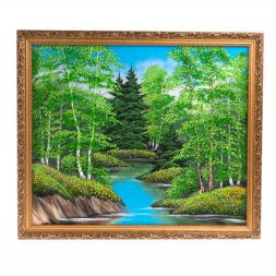 Картина &amp;quot;Летний пейзаж&amp;quot; багет 57х67 см, рисунок каменная крошка