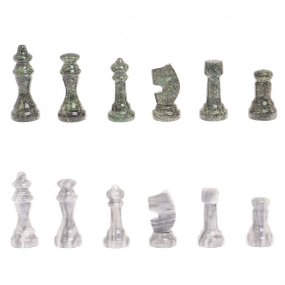 Шахматы с гравировкой &amp;quot;Турнирные&amp;quot; доска 36х36 см серый мрамор змеевик 126662