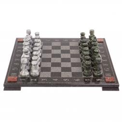 Шахматы с гравировкой &amp;quot;Турнирные&amp;quot; доска 36х36 см серый мрамор змеевик