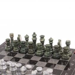 Шахматы с гравировкой &amp;quot;Турнирные&amp;quot; доска 36х36 см серый мрамор змеевик