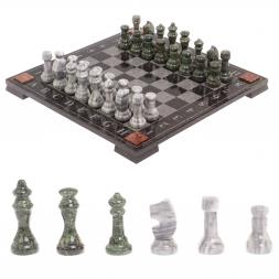 Шахматы с гравировкой &amp;quot;Турнирные&amp;quot; доска 36х36 см серый мрамор змеевик