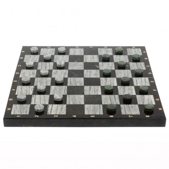 Шахматный набор 3 в 1 серый мрамор, гранит с гравировкой 127043