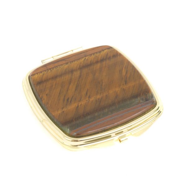 Зеркальце карманное складное из тигрового глаза цвет золото 127365