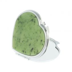 Зеркало карманное &amp;quot;Сердце&amp;quot; из нефрита цвет серебро