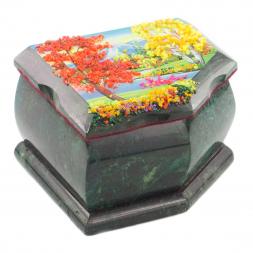 Шкатулка с расписной крышкой Осень 11х9х6,5 см