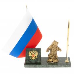 Флагшток с ручкой &amp;quot;Медведь рычащий&amp;quot; из змеевика