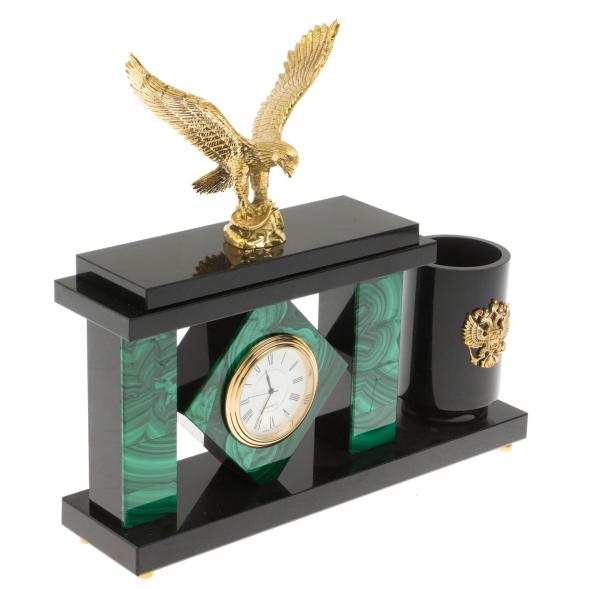 Настольный мини-набор &amp;quot;Орел&amp;quot; из малахита 129828