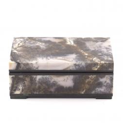 Каменная шкатулка из мохового агата 10,5х7х4 см