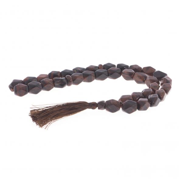 Четки из коричневого обсидиана 33 бусины грань 122088