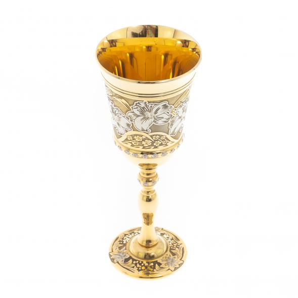 Фужер для вина &amp;quot;Лилия&amp;quot; с фианитами 70 мл Златоуст 122316