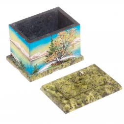 Шкатулка с рисунком из каменой крошки "Весна" 10,5х7х10 см