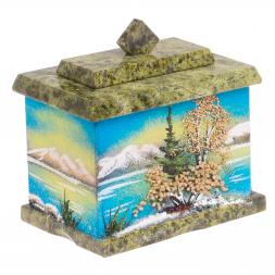 Шкатулка с рисунком из каменой крошки "Весна" 10,5х7х10 см