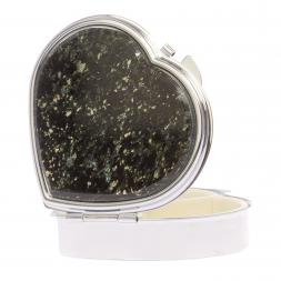 Таблетница "Сердце" на 3 отделения камень мусковит, цвет серебро