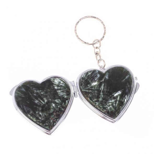 Складное зеркало брелок из серафинита сердце 126589