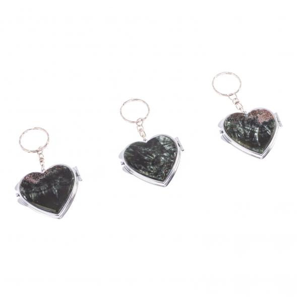 Складное зеркало брелок из серафинита сердце 126589