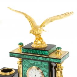 Настольный прибор &amp;quot;Орел&amp;quot; из малахита Златоуст