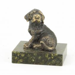 Статуэтка &quot;Собачка средняя №1&quot; из бронзы и змеевика