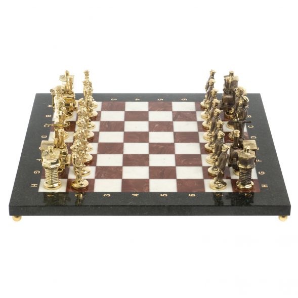 Шахматы &amp;quot;Железнодорожники&amp;quot; из мрамора и лемезита 40х40 см, фигуры бронза 127599