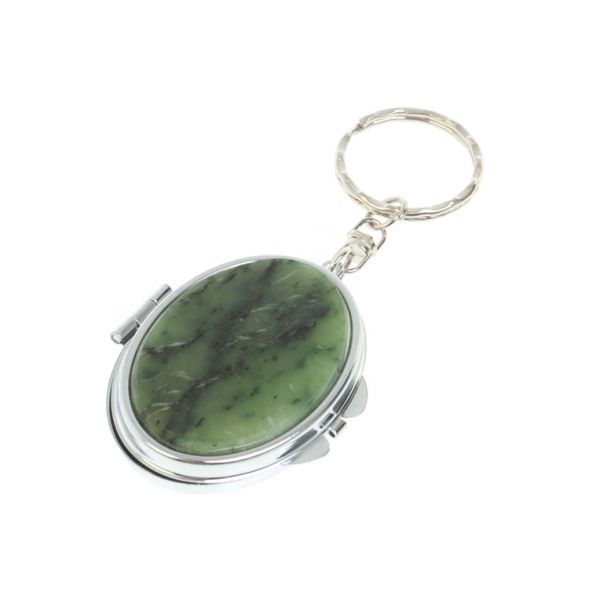 Складное зеркало брелок из нефрита овальное 127987