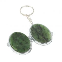 Складное зеркало брелок из нефрита овальное