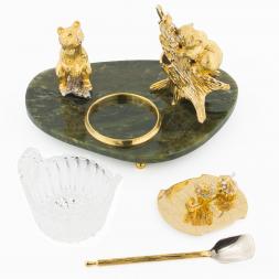 Медовница &amp;quot;Два медвежонка&amp;quot; из нефрита Златоуст