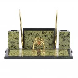 Настольный прибор "Советник" с гербом РФ змеевик